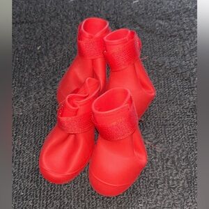 Red silicone boots for small dogs